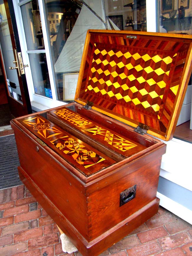 A late 19th century Carpenters tool chest with exotic wood inlays circa 1890 — image 2